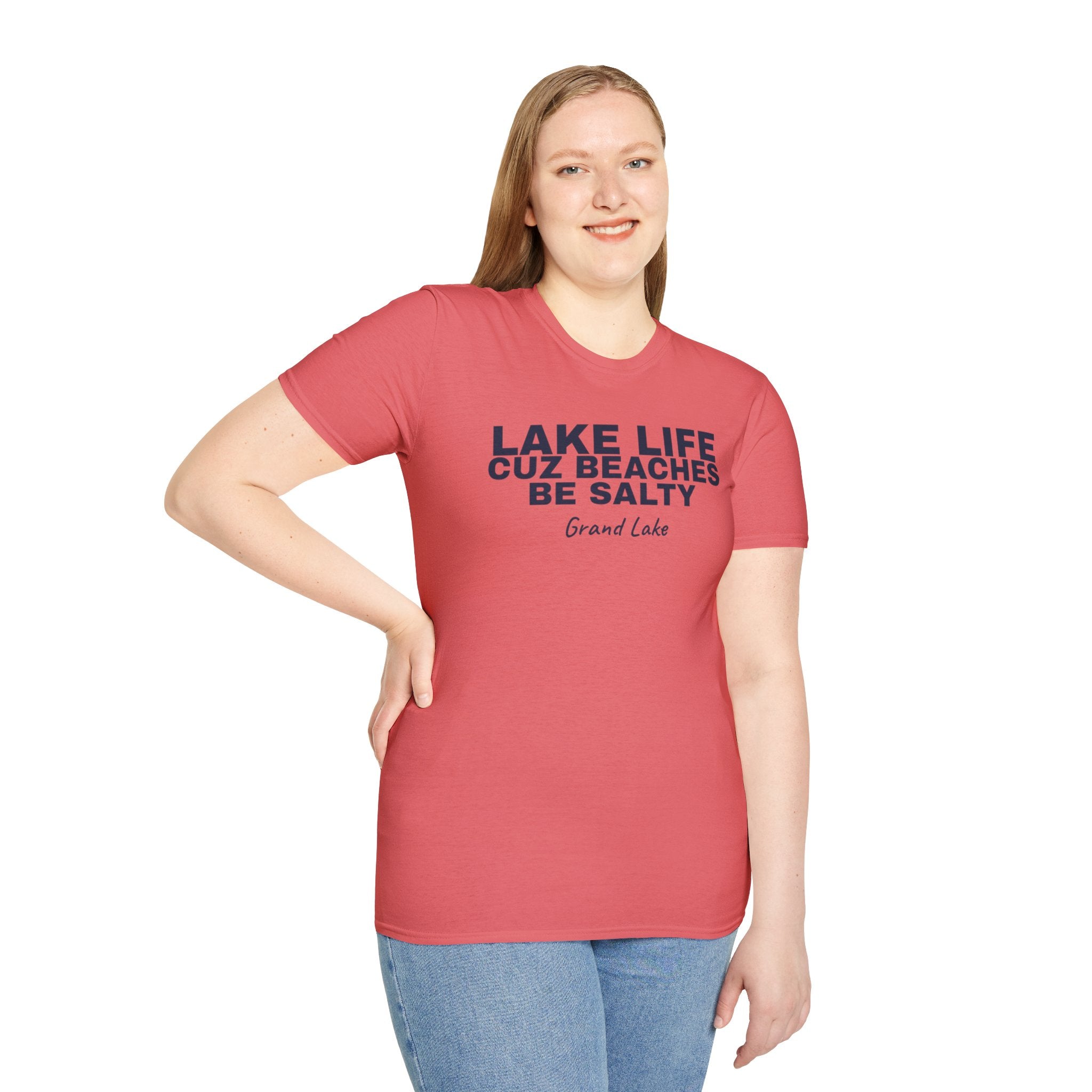 Lake Life T-Shirt — “Lake Life Cuz Beaches Be Salty” Relaxed Grand Lake Vacation Tee