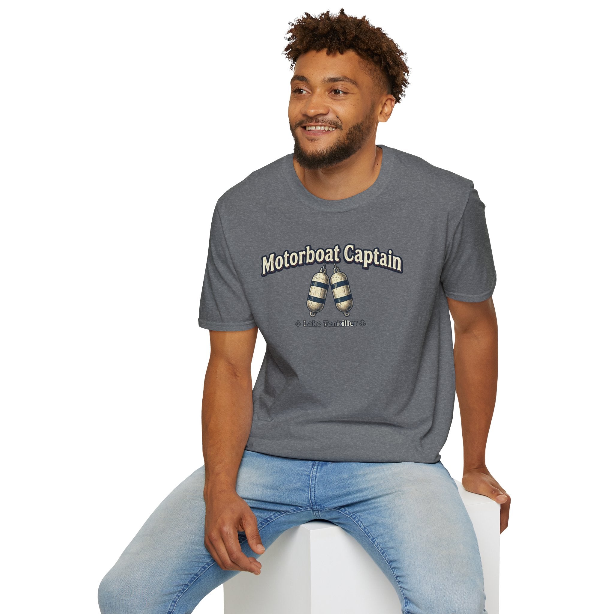 Motorboat Captain T‑Shirt – Lake Life Nautical Tee with Buoy Design