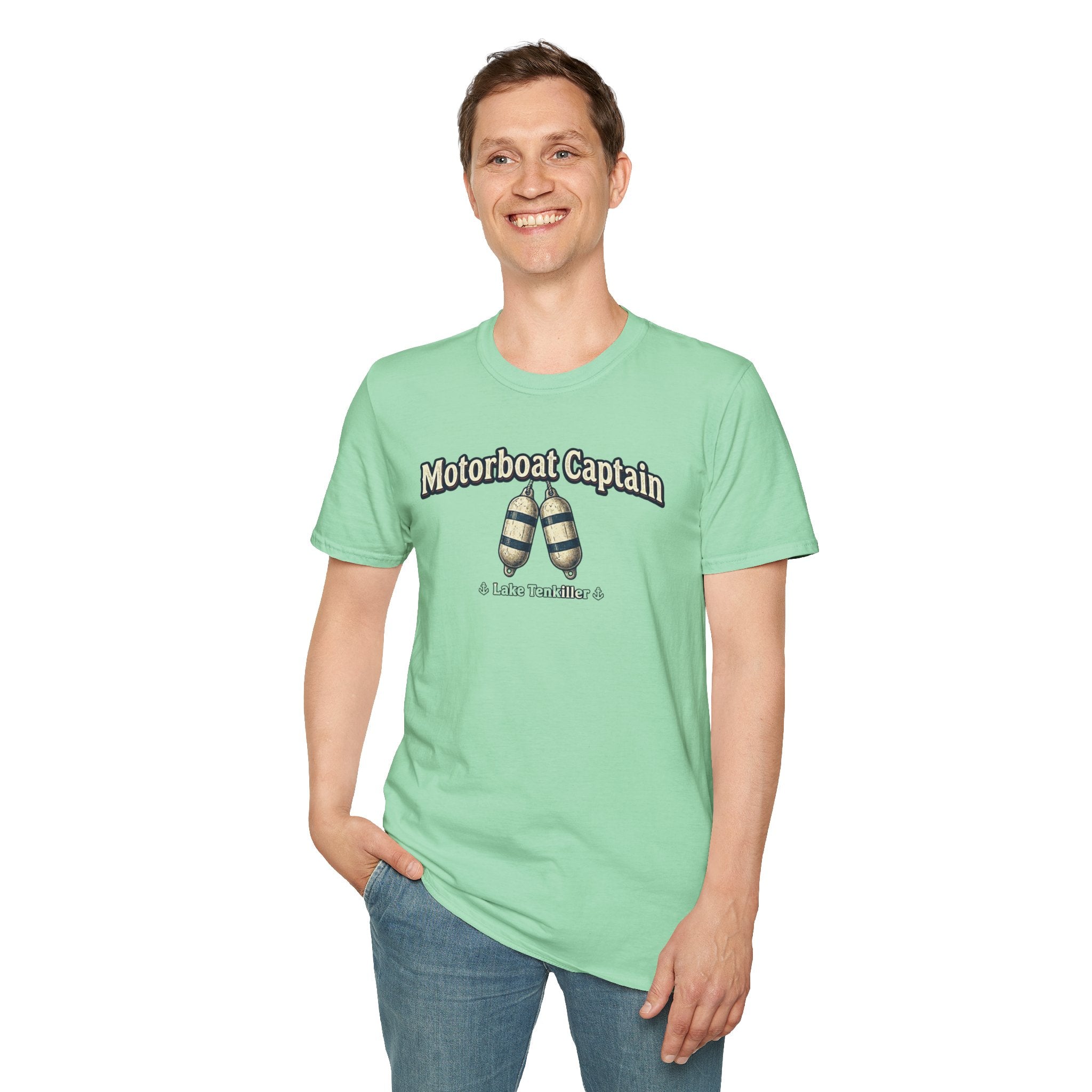 Motorboat Captain T‑Shirt – Lake Life Nautical Tee with Buoy Design