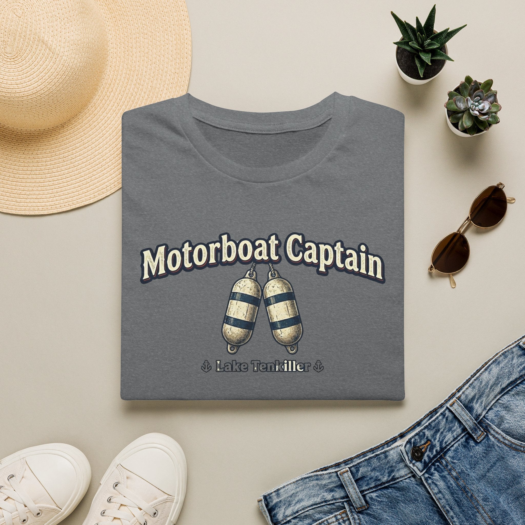 Motorboat Captain T‑Shirt – Lake Life Nautical Tee with Buoy Design