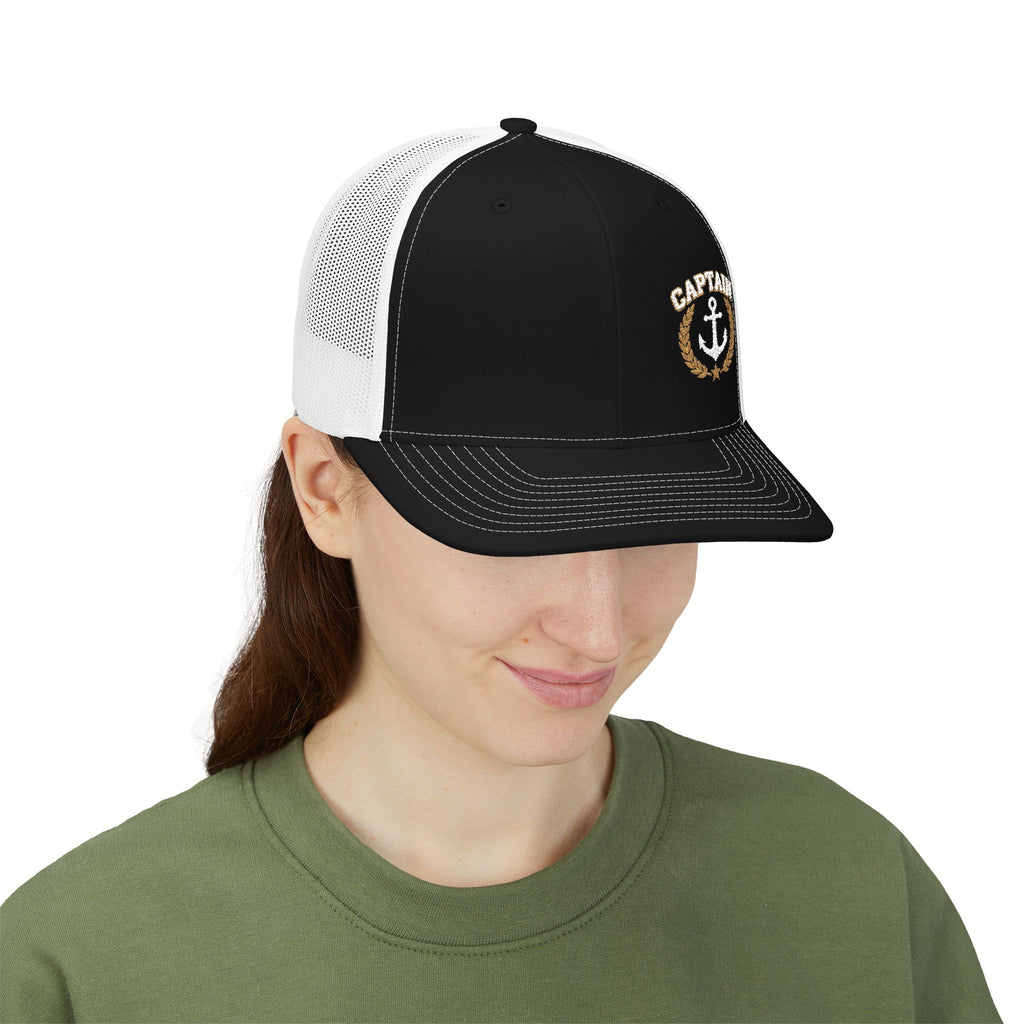 Captain Anchor Trucker Cap - Retro Nautical Snapback Hat