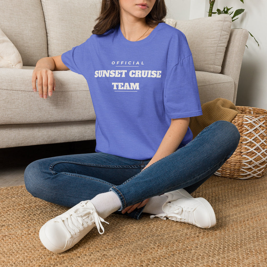 Sunset Cruise Team T-Shirt — 'Official' Crew Tee for Beach, Boat & Vacation
