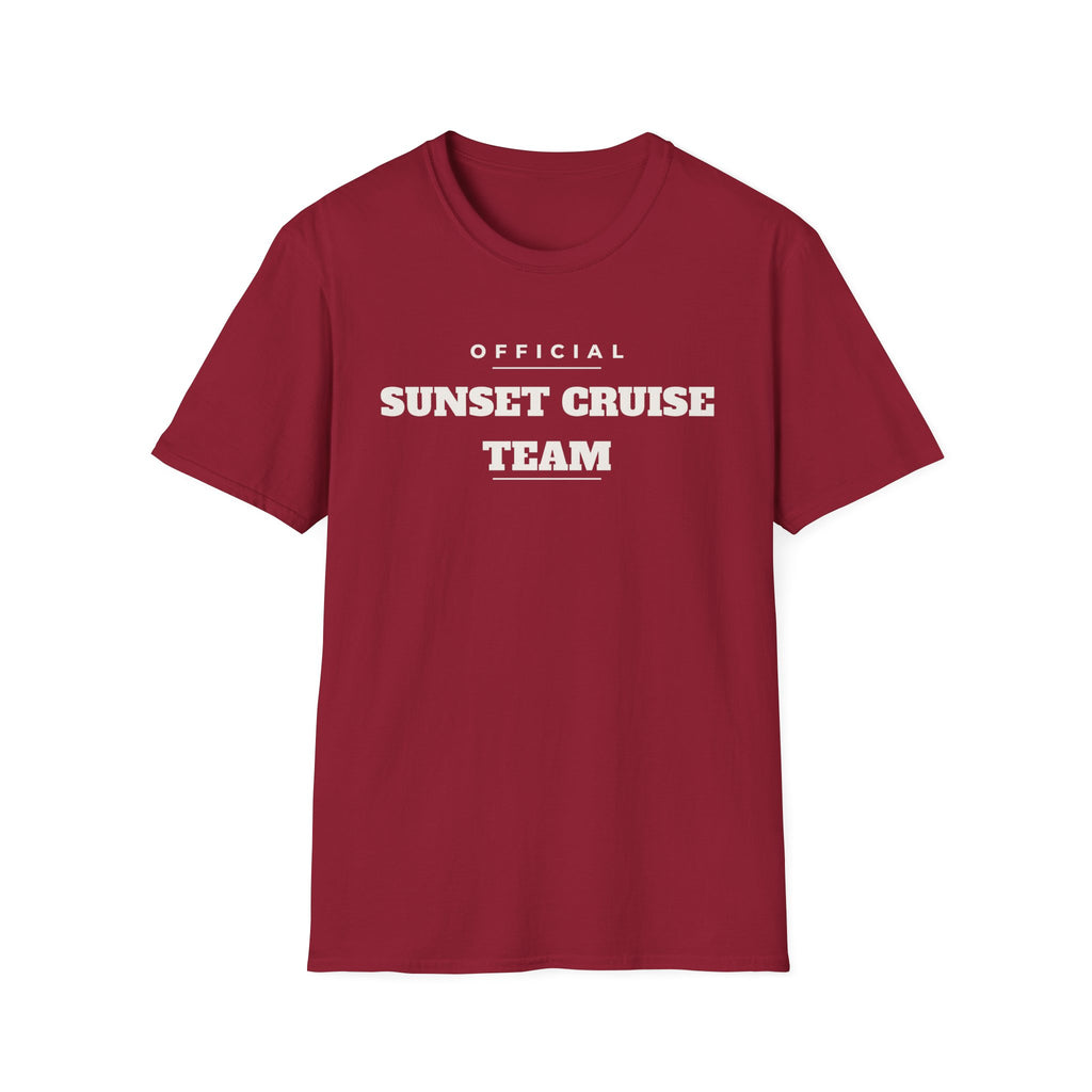 Sunset Cruise Team T-Shirt — 'Official' Crew Tee for Beach, Boat & Vacation