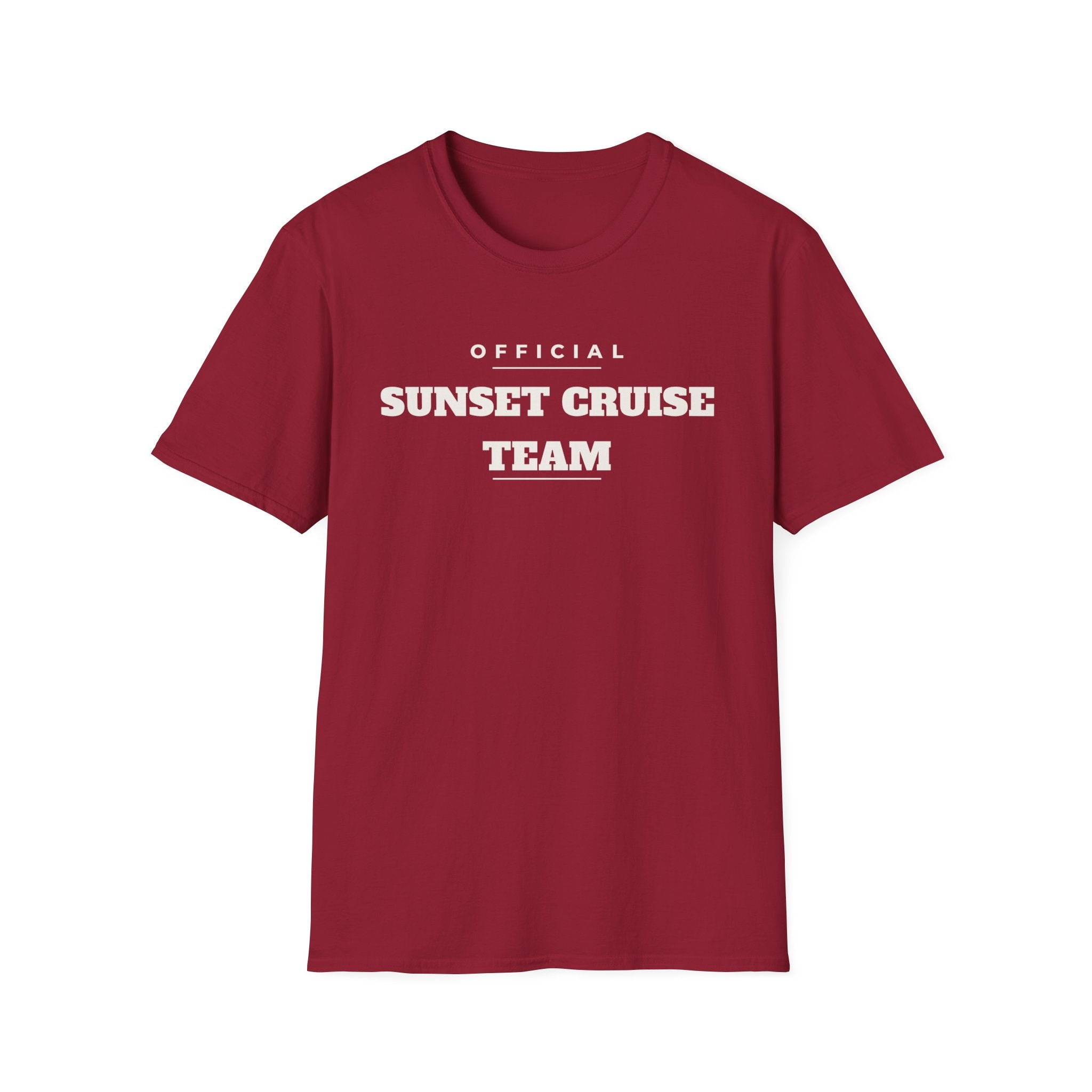 Sunset Cruise Team T-Shirt — 'Official' Crew Tee for Beach, Boat & Vacation