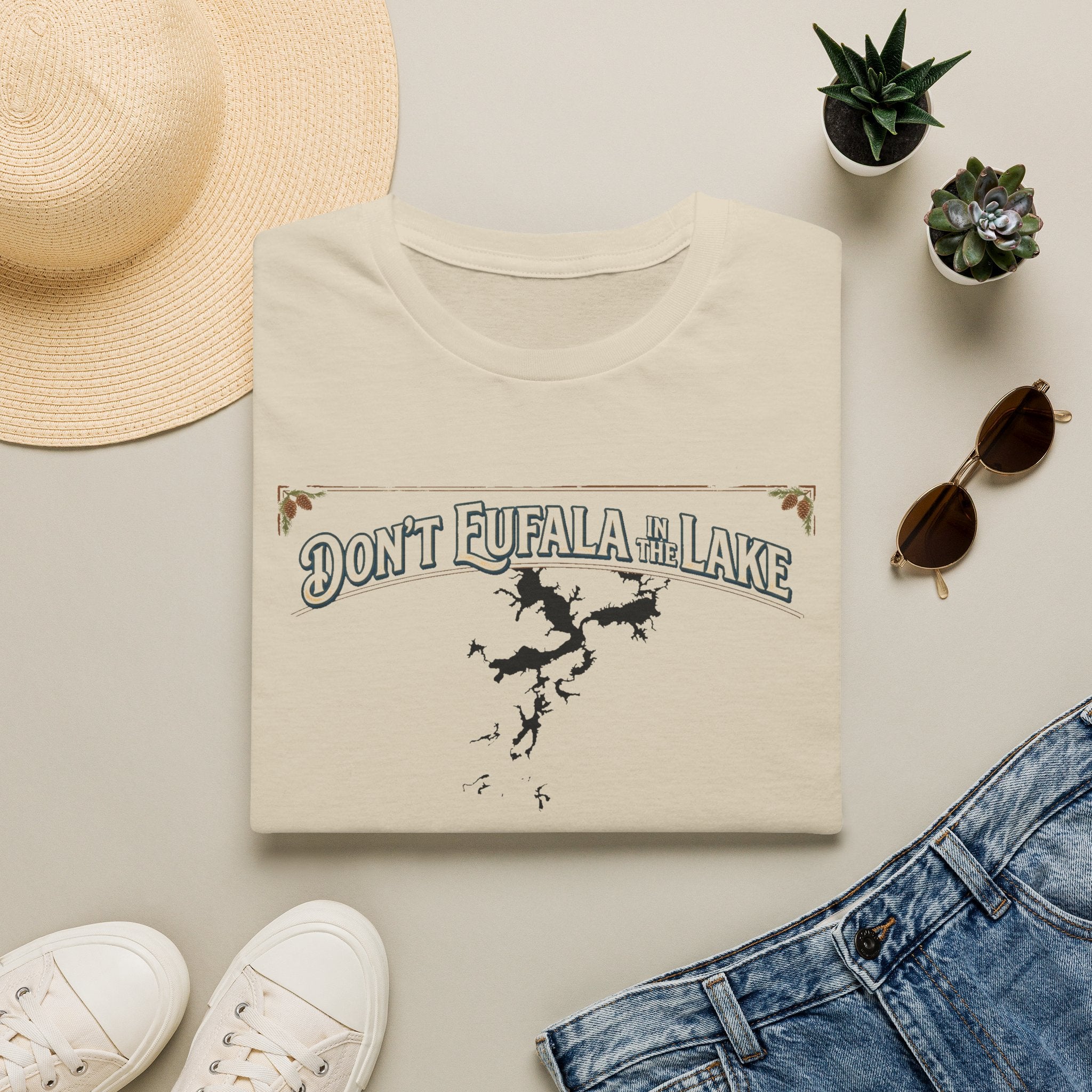 Don't Eufala in the Lake T-Shirt — Funny Eufala Lake Map Tee for Boaters & Locals
