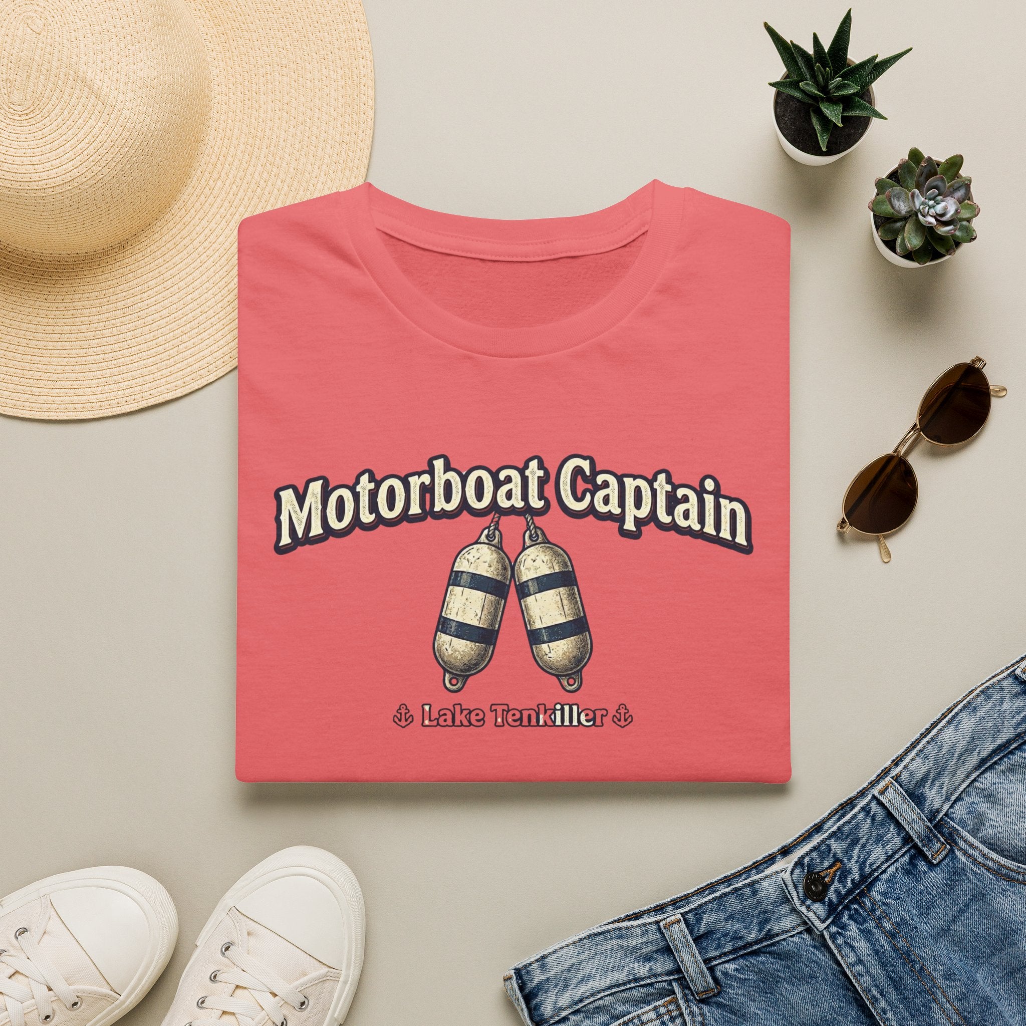 Motorboat Captain T‑Shirt – Lake Life Nautical Tee with Buoy Design