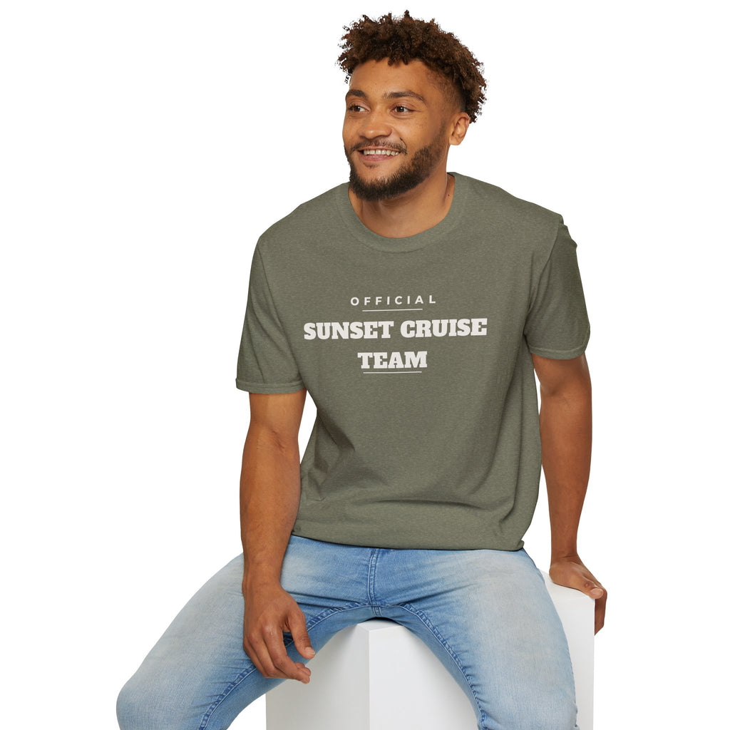 Sunset Cruise Team T-Shirt — 'Official' Crew Tee for Beach, Boat & Vacation