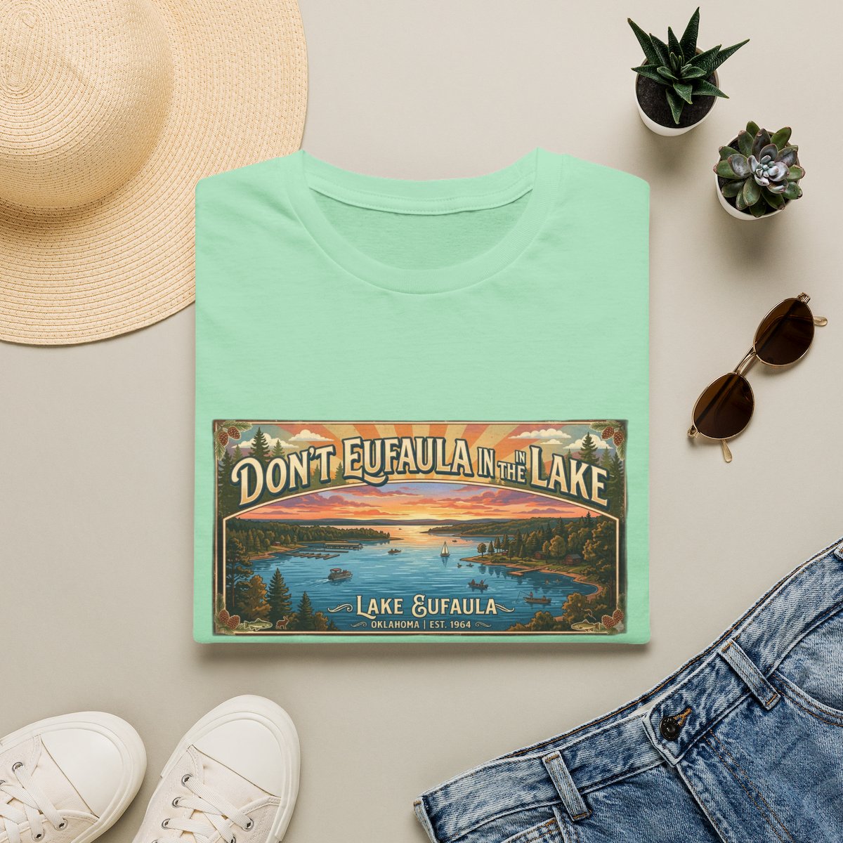 Don't Eufaula in the Lake T-Shirt — Funny Eufaula Lake Map Tee for Boaters & Locals